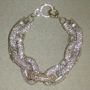 Brilliant Silver-Tone and Rhinestone Chain Link Bracelet - BLING!